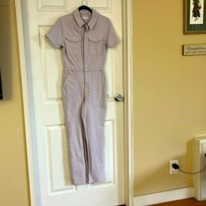 Short Sleeve Utility Jumpsuit in Light Gray